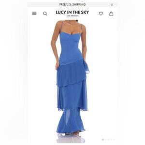 NWT Lucy in the Sky Blue Long Ruffle Maxi Dress (M)